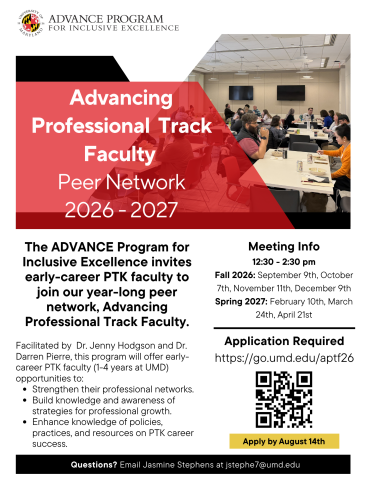 flyer with white background, black text and red